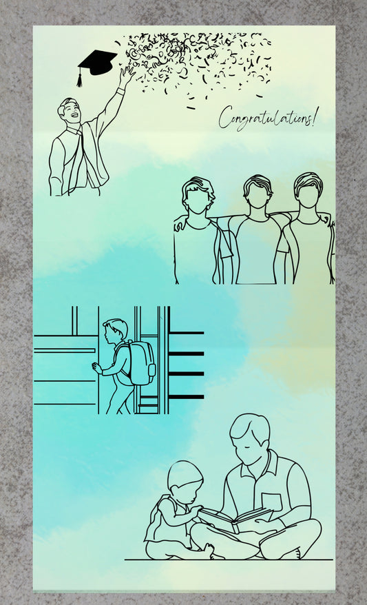 Unfolding Graduation Day Card For Son from Father | A Father's Pride - Timeless Sketches